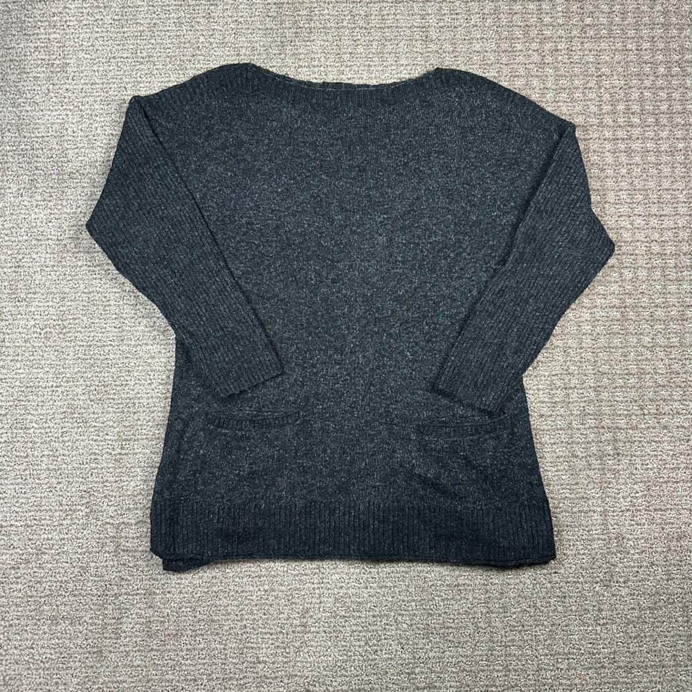 Abercrombie & Fitch Womens Charcoal Grey Knit Boat Neck Sweater Pockets Size M